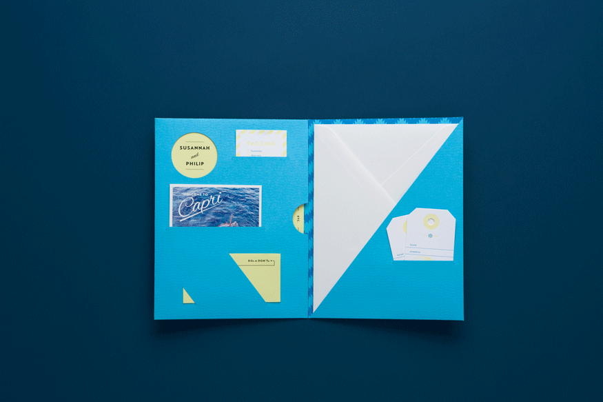 Premium wedding invitations with custom folder for Susannah and Phil