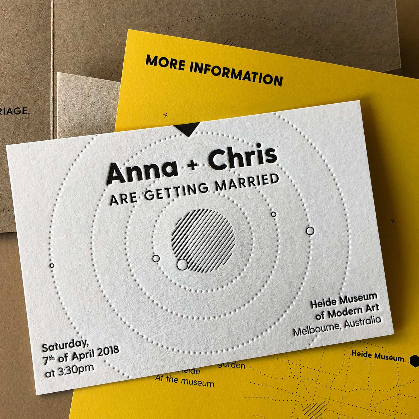 Letterpress wedding invitation for Anna and Chris on Wild and Bloom Banana