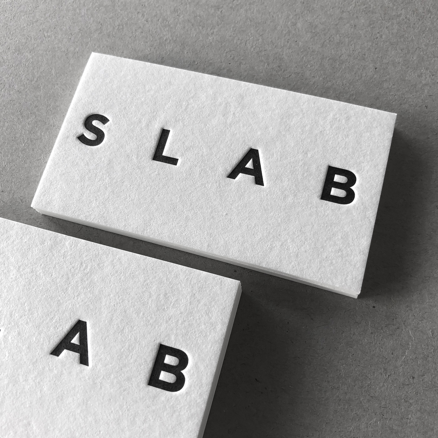 Custom letterpress business cards for Slab on Wild 1