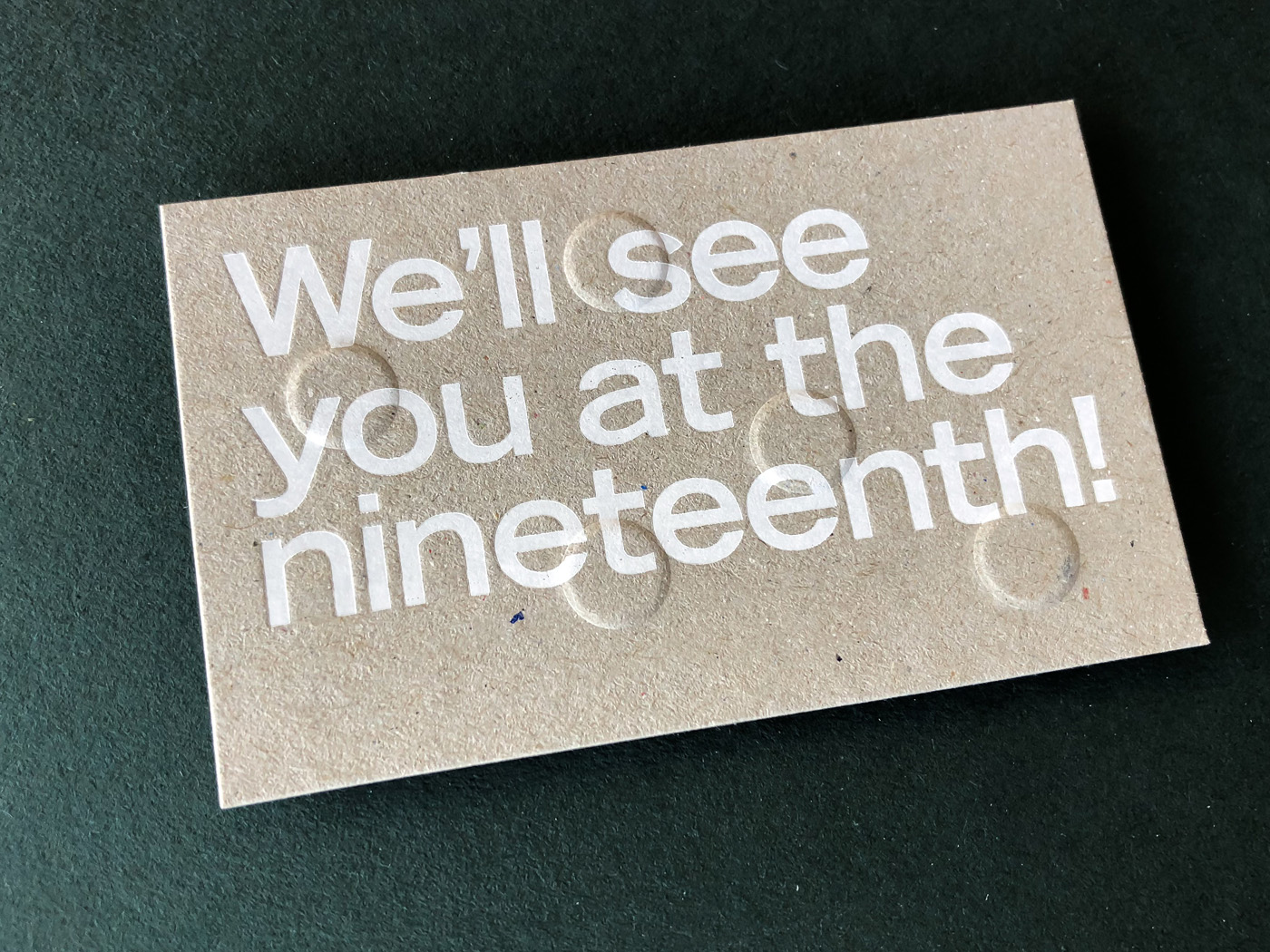 Foil embossed debossed letterpress business cards for Clubhouse on Boxboard 1