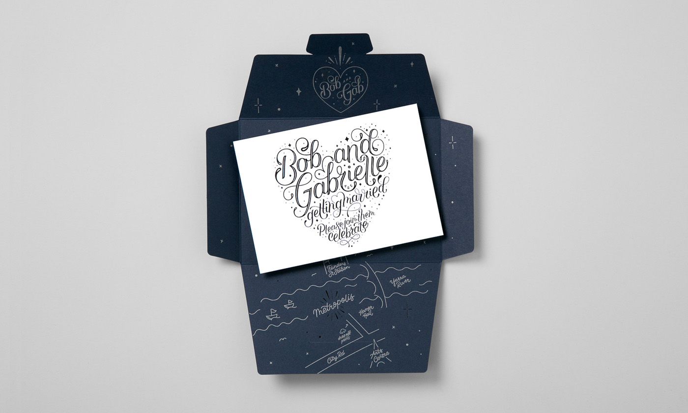 Letterpress Aerograms and Foil invitations for Kate Pullen on Savoy and Colorplan Imperial Blue