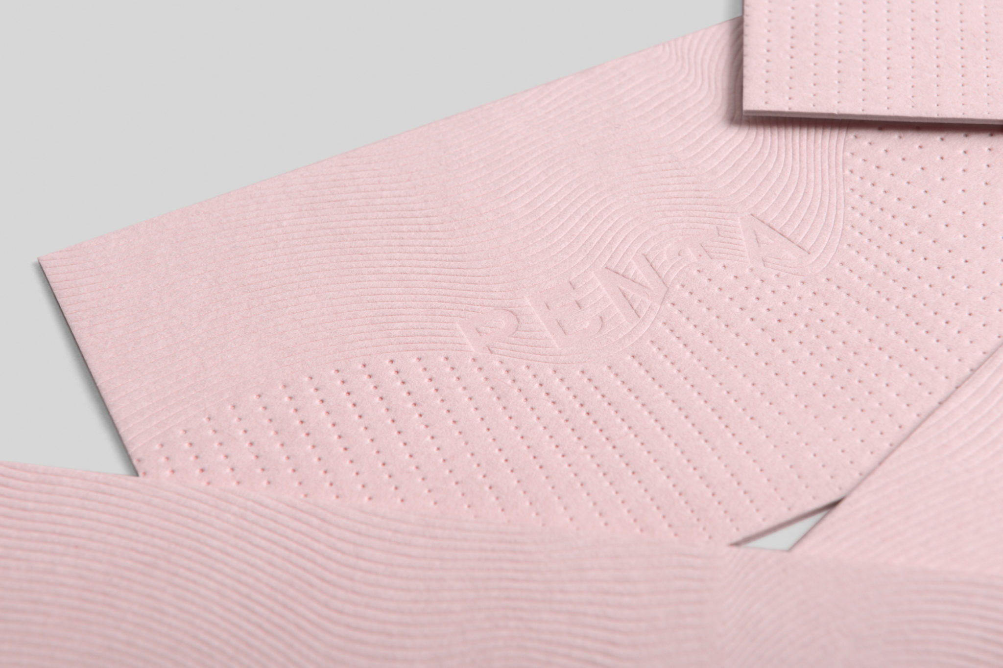 Custom letterpress business cards for Penta on Colorplan Candy Pink 1