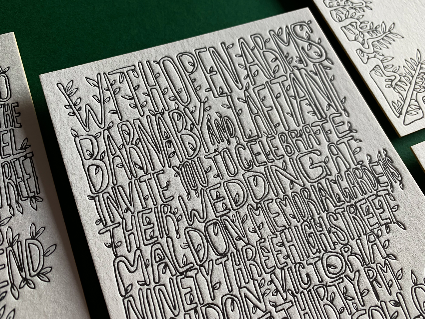 Unique leafy typographic letterpress wedding invitations on Wild 2