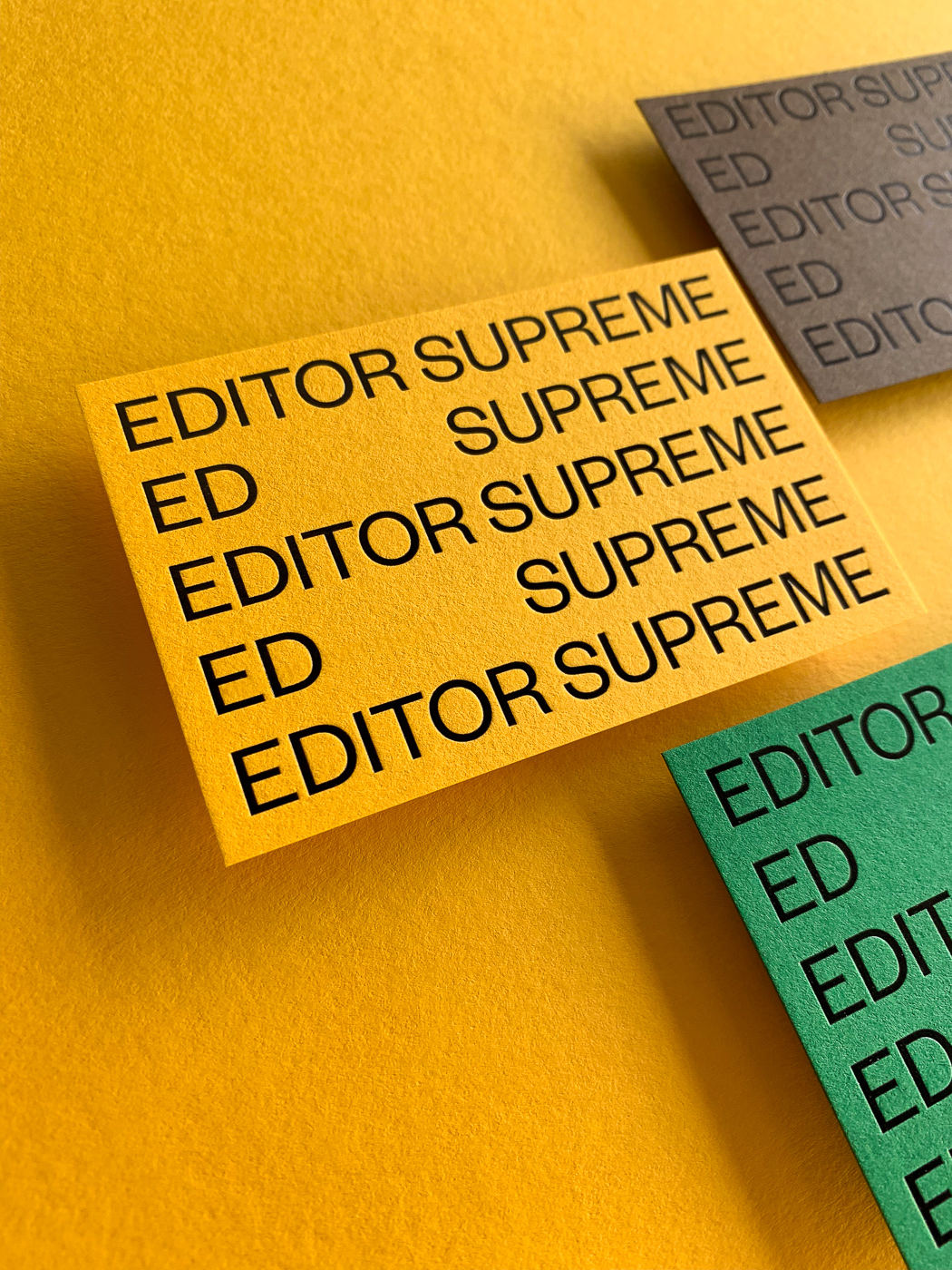 Black foil business cards for Ed Supreme on Colorplan 3