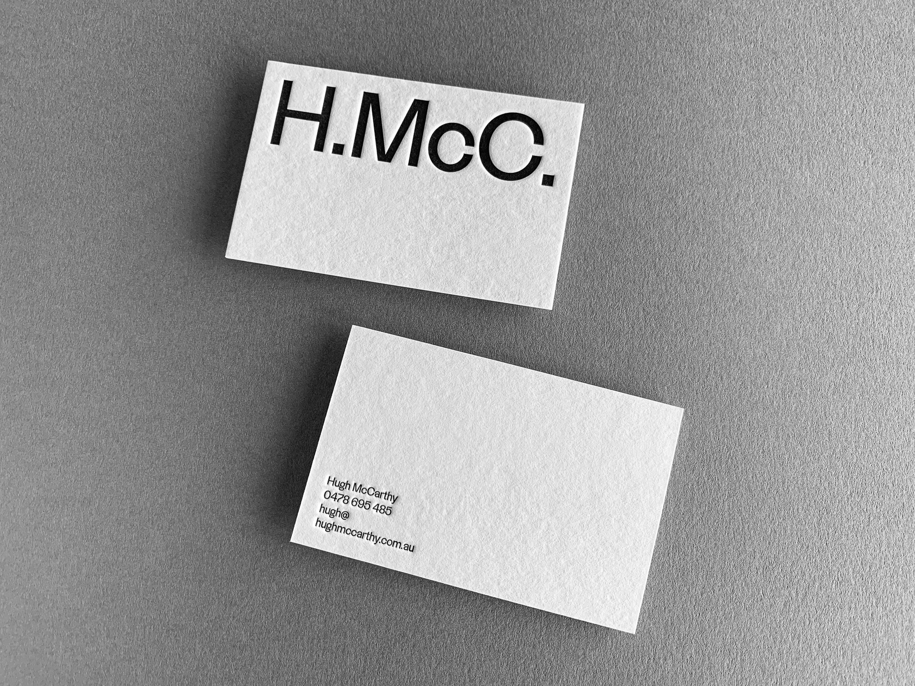 Letter pressed business cards for Hugh McCarthy on Wild 4